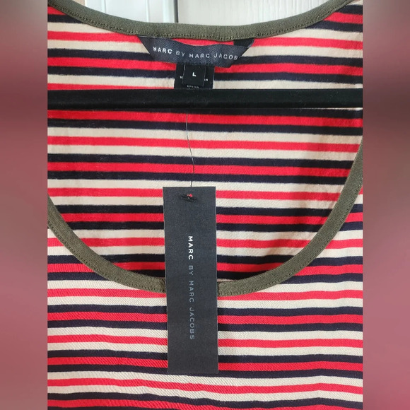 NWT Men's Marc Jacobs Sleeveless Striped Cotton Shirt LG - Picture 3 of 4